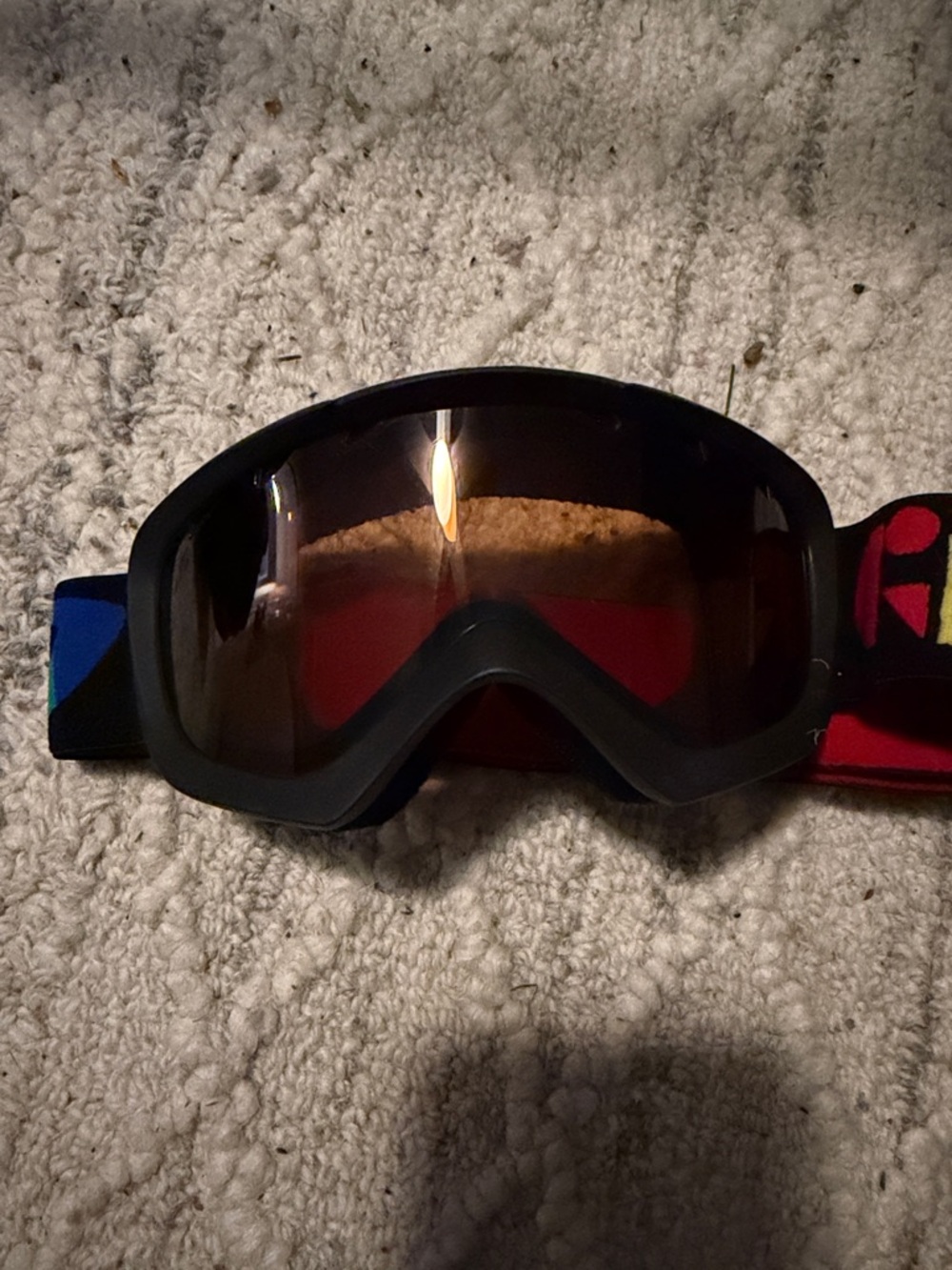 Black Snowboard/Ski Goggles with Red/Blue Strap